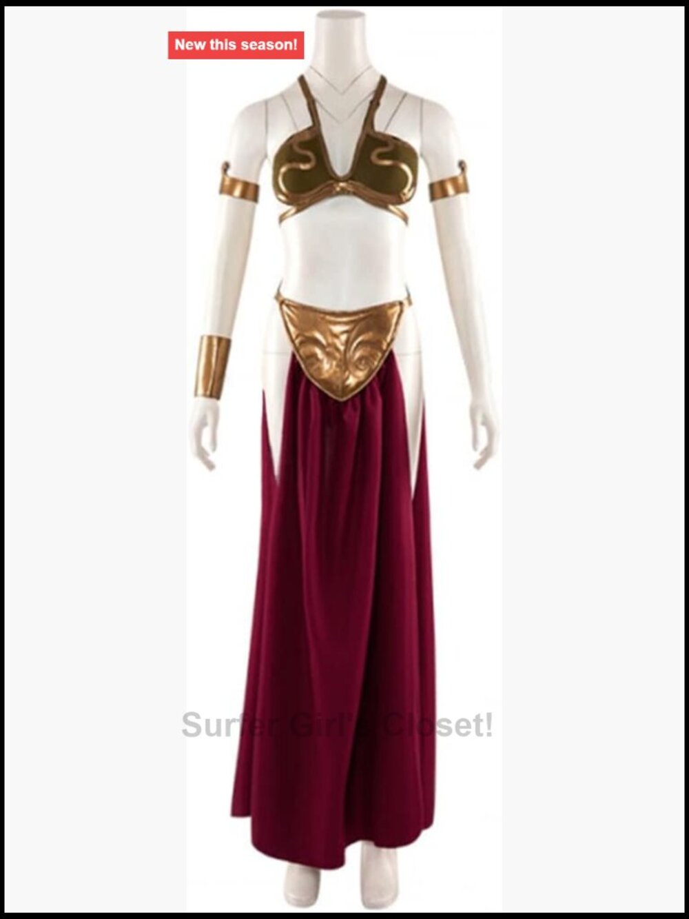 Princess Slave Leia Costume Dress Polyester Leather Sleeveless Cosplay Halloween